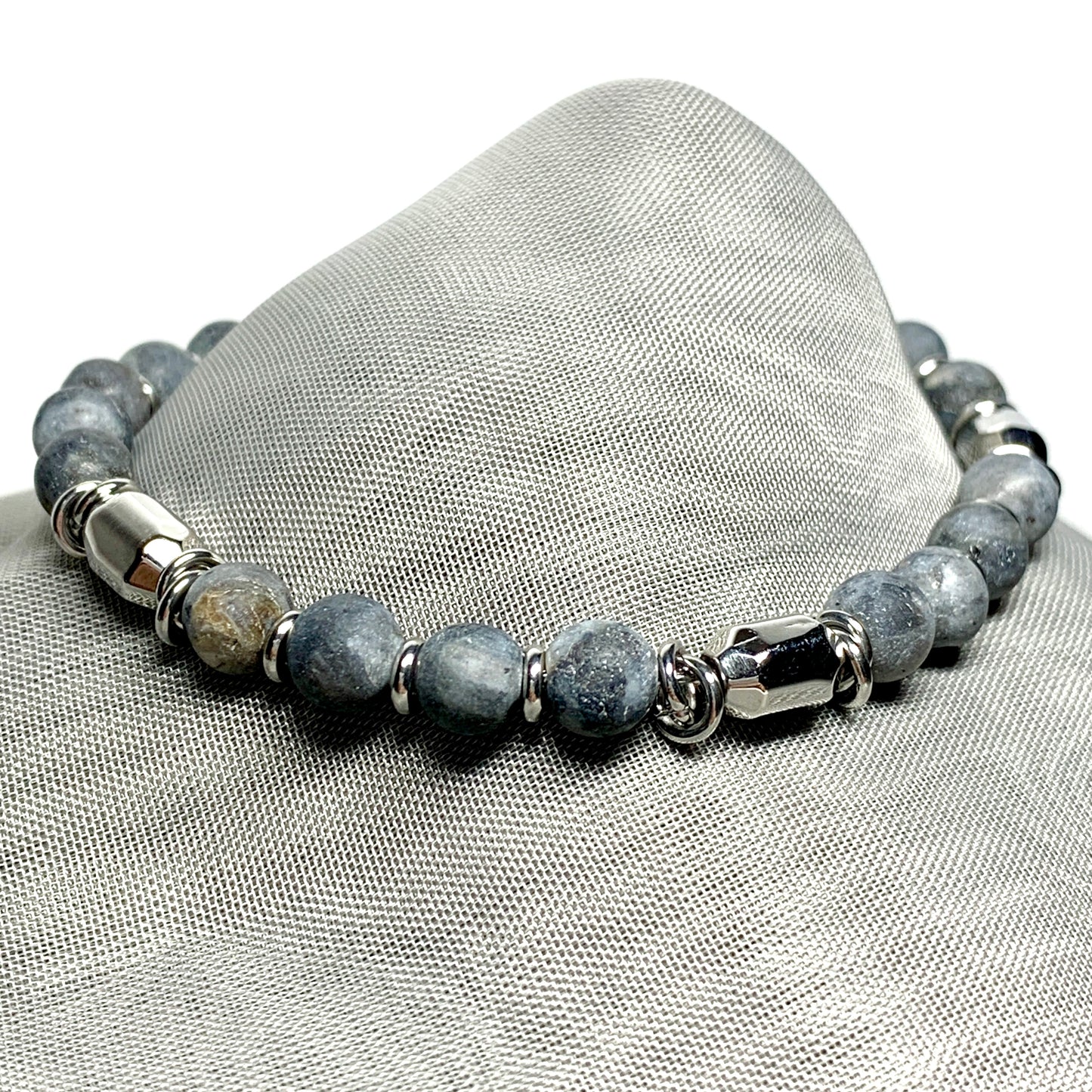 Bracelet Labradorite heavy solid stainless steel