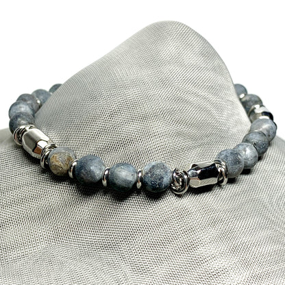 Bracelet Labradorite heavy solid stainless steel