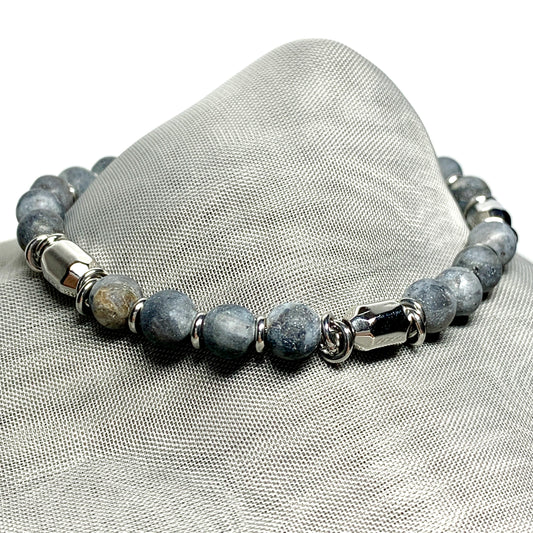 Bracelet Labradorite heavy solid stainless steel