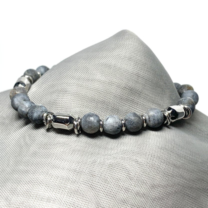 Bracelet Labradorite heavy solid stainless steel