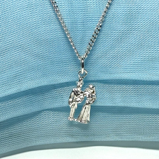 Bride And Groom Necklace Sterling Silver Pendant