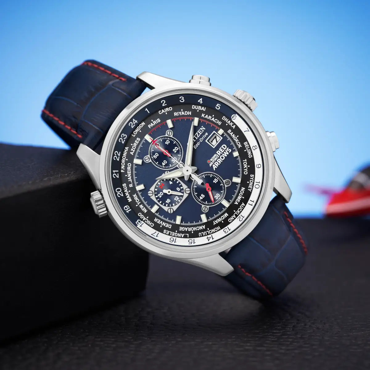 CA0081 01L Red Arrows Watch Chronograph Citizen Blue And Red Stitched Sarah Beth Jewellers