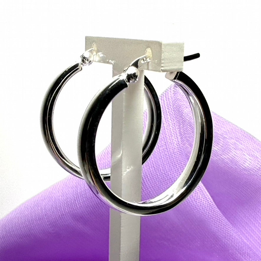 24 mm sterling silver hoop earrings round