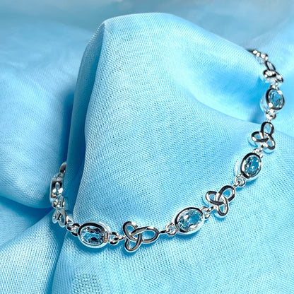 Celtic Blue Topaz Oval Sterling Silver Bracelet