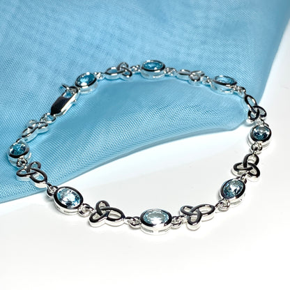 Celtic Blue Topaz Oval Sterling Silver Bracelet