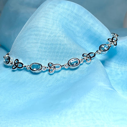 Celtic Blue Topaz Oval Sterling Silver Bracelet