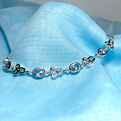 Celtic Blue Topaz Oval Sterling Silver Bracelet