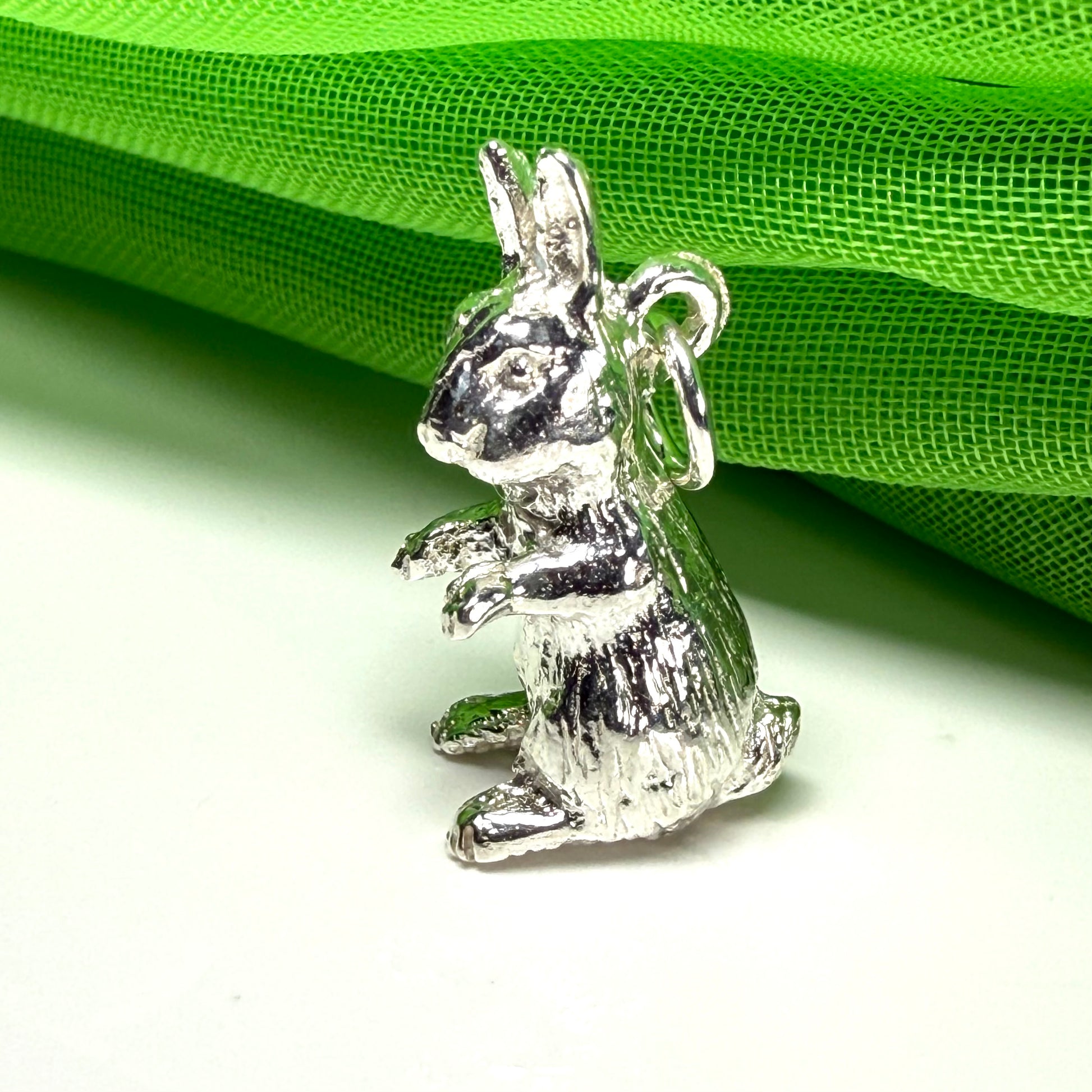 Rabbit charm solid sterling silver