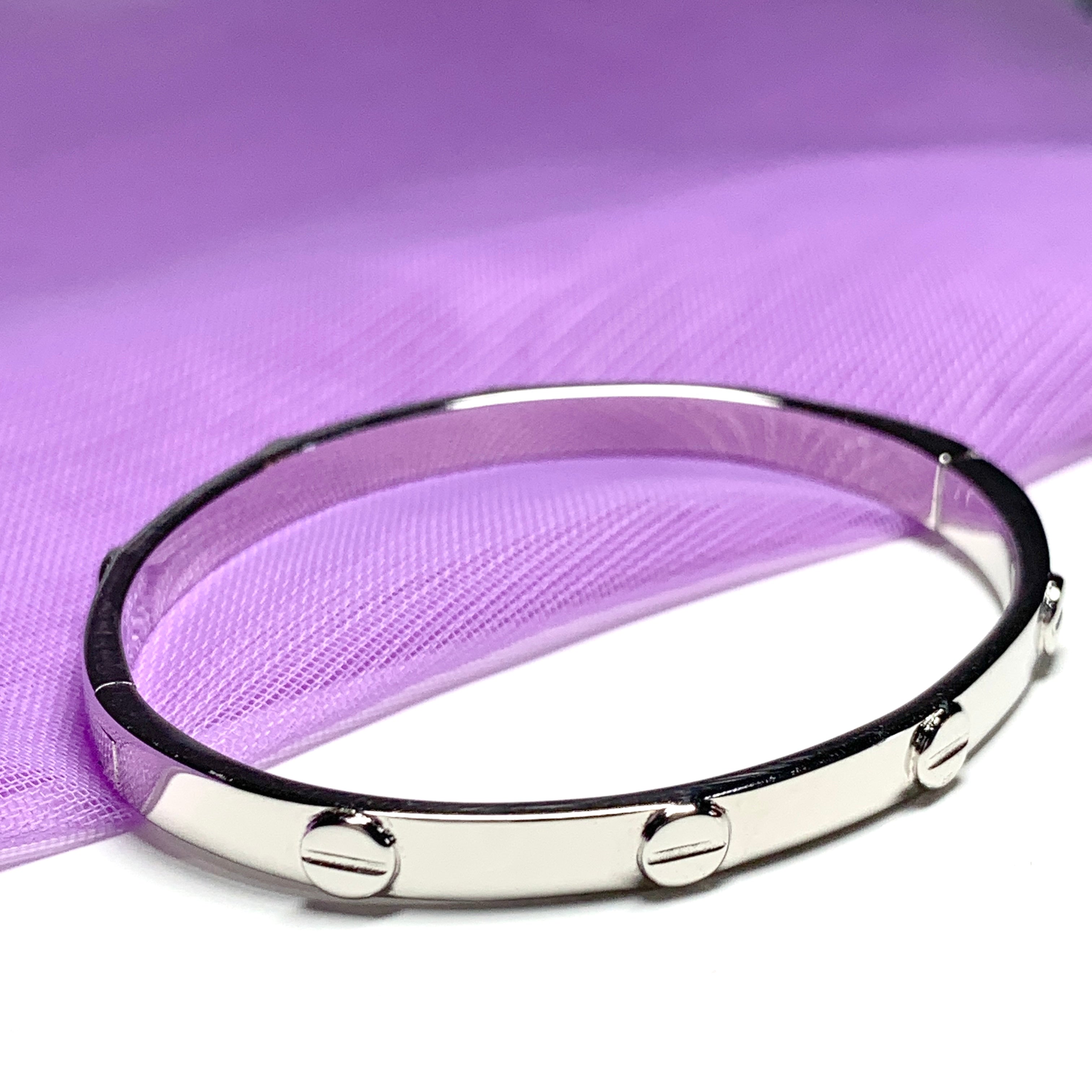 Sterling silver hot sale screw bangle