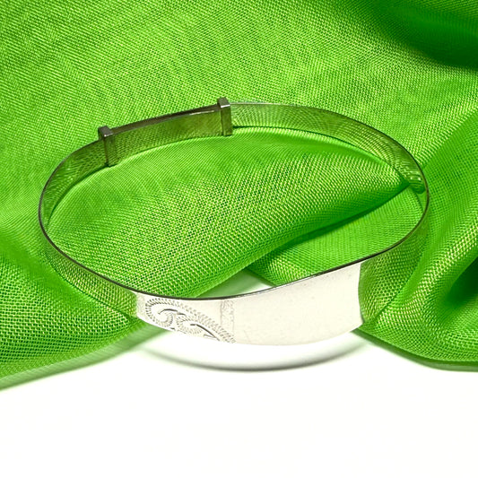 Childs expanding bangle identity designed swirl patterned sterling silver