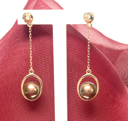 Chocolate pearl drop earrings freshwater cultured yellow gold