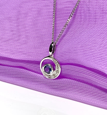 Circle Tanzanite And Diamond White Gold Necklace