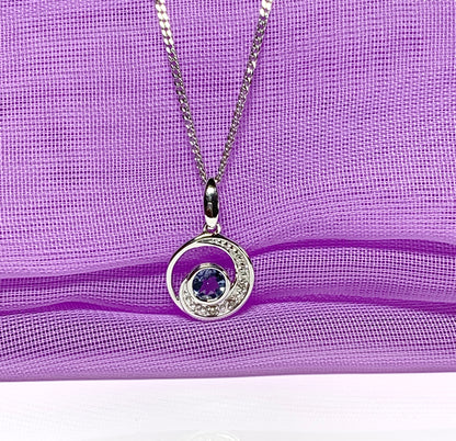 Circle Tanzanite And Diamond White Gold Necklace