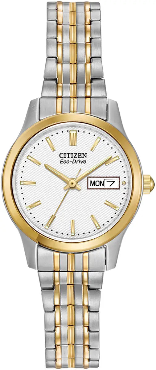 Clear Dial Citizen Watch With Two Tone Expanding Bracelet EW3154-90A