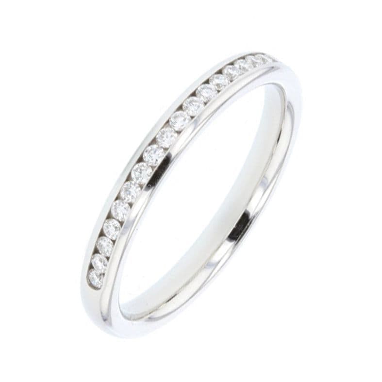 Court Shaped Platinum Diamond Channel Set Wedding Ring 23 Points