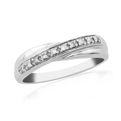 Cross Over Eternity Ring Diamond White Gold