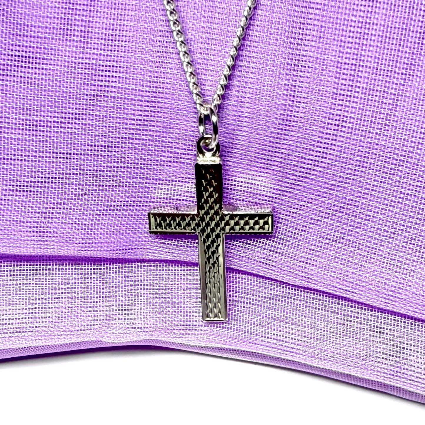 Cross solid necklace patterned sterling silver including chain