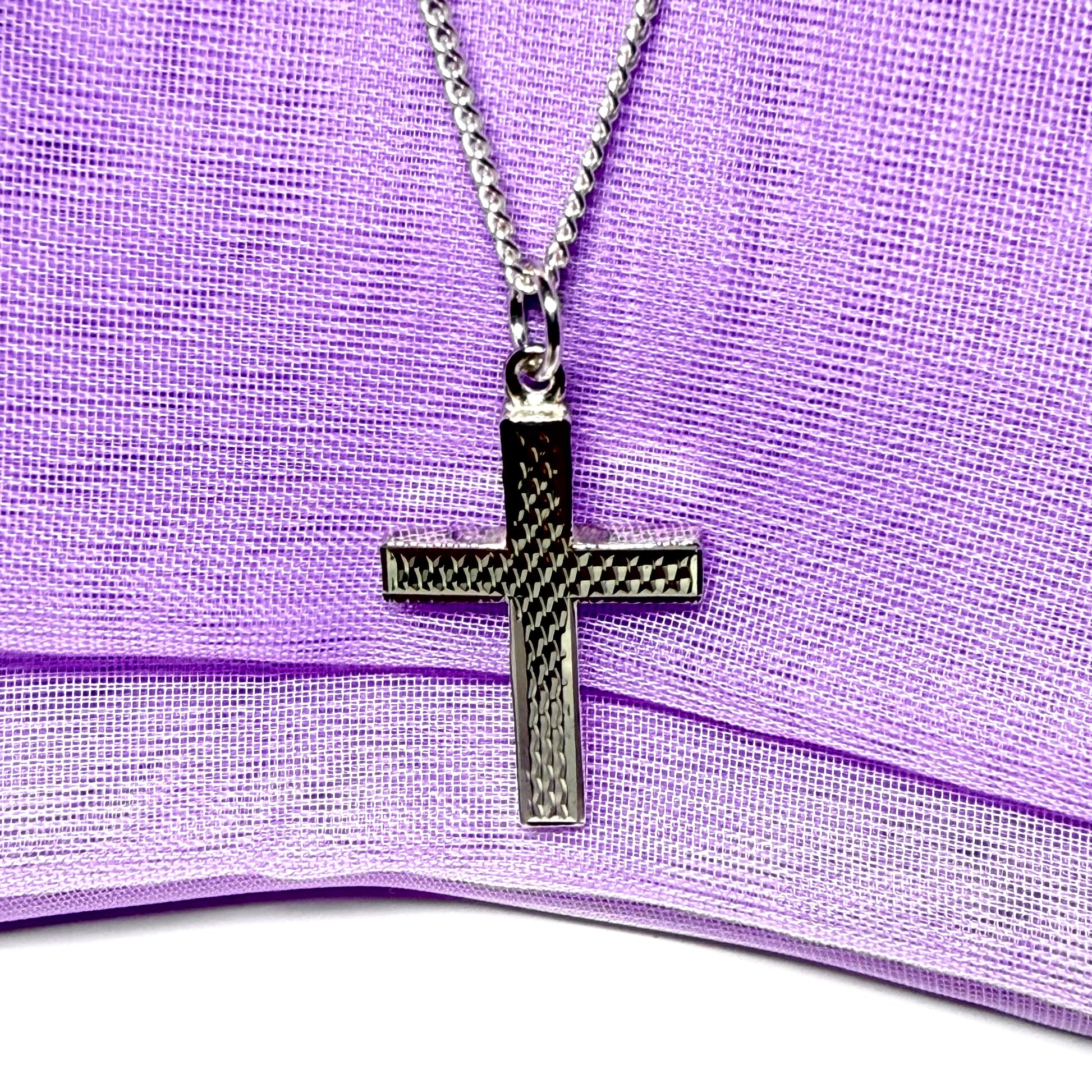 Cross solid necklace patterned sterling silver including chain