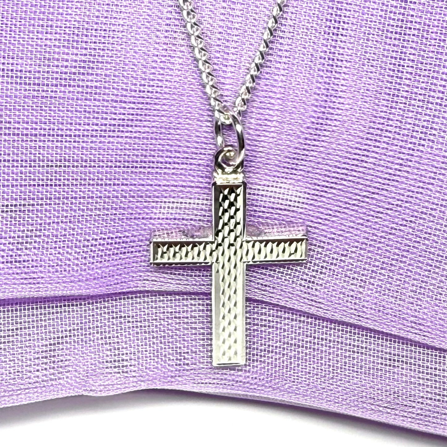 Cross solid necklace patterned sterling silver with chain