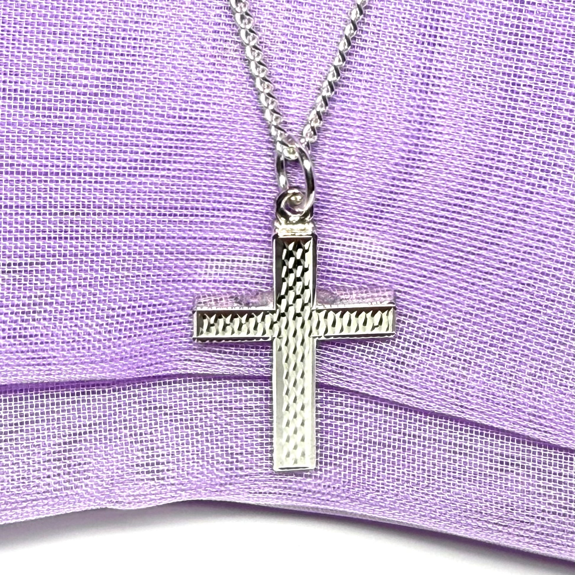 Cross solid necklace patterned sterling silver with chain