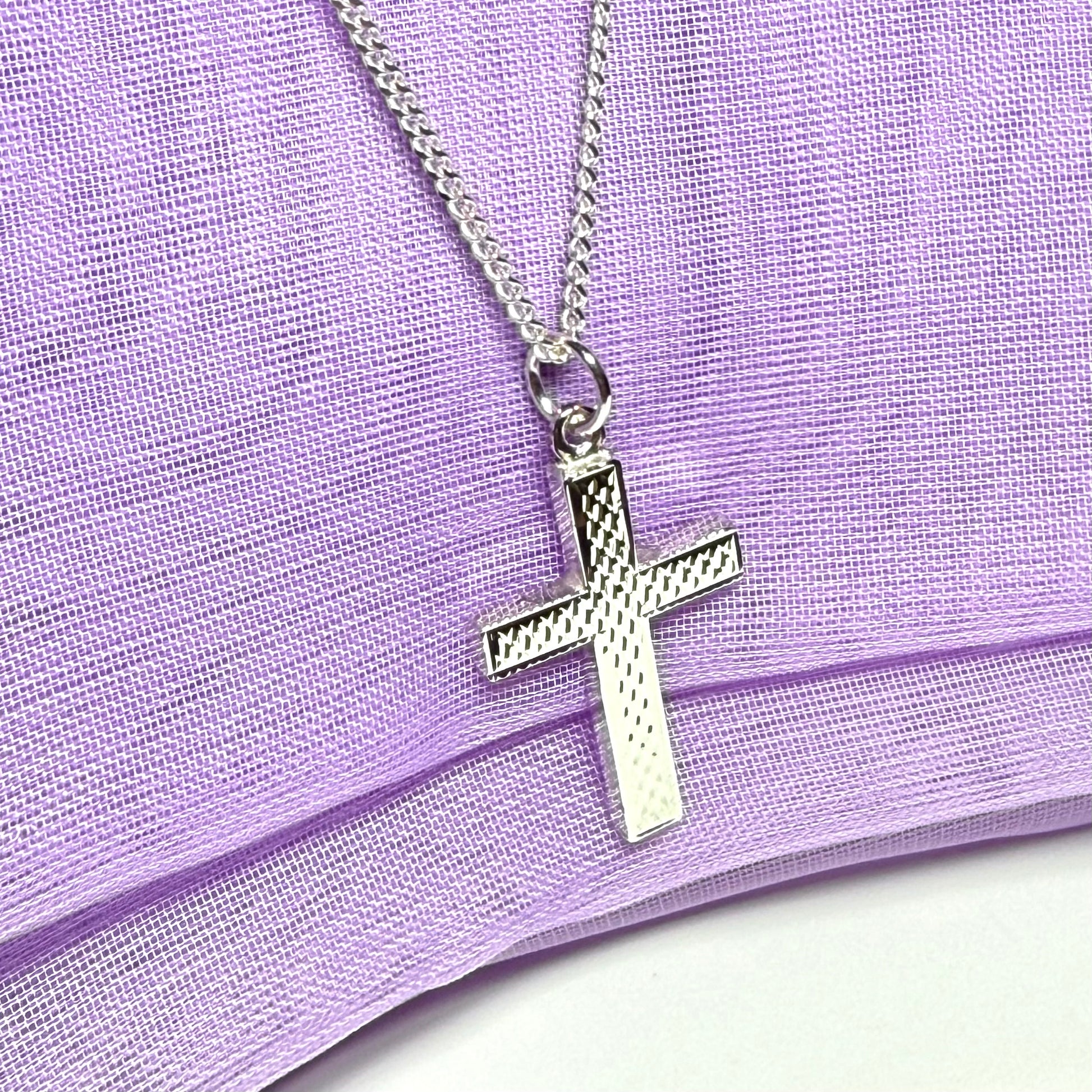 Cross solid necklace patterned sterling silver including chain