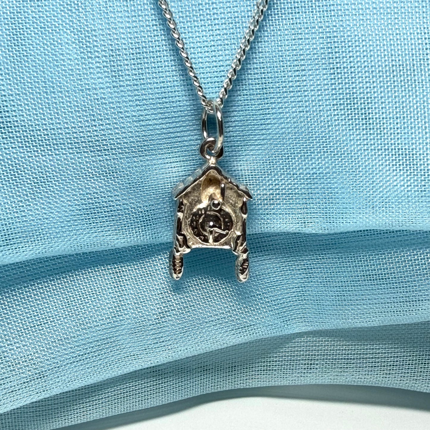 Cuckoo Clock Solid Sterling Silver Necklace