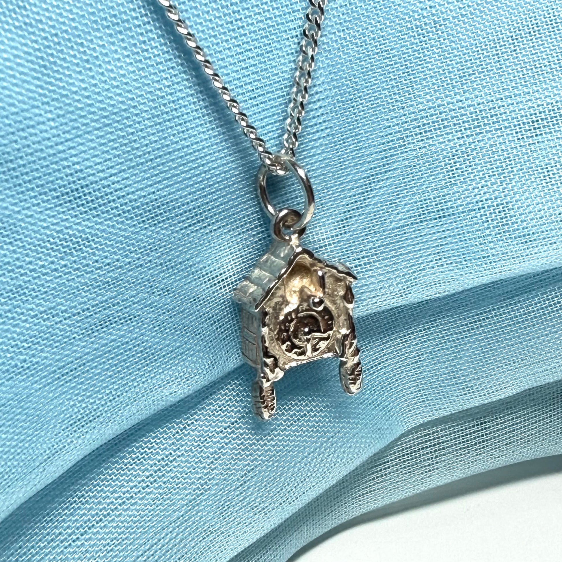 Cuckoo Clock Solid Sterling Silver Necklace