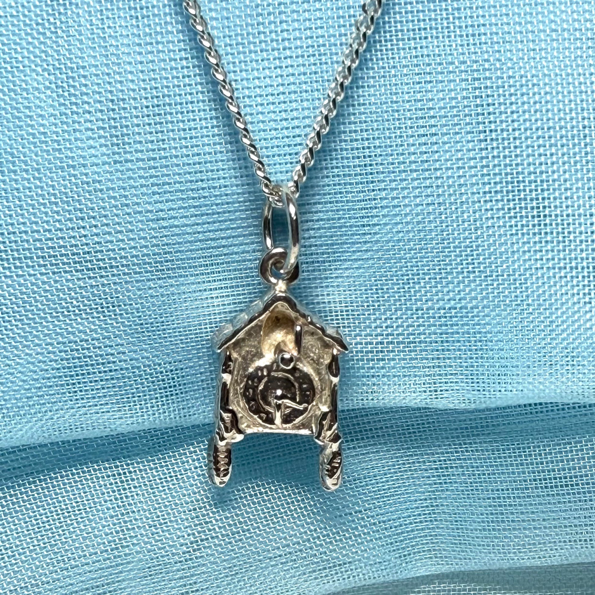 Cuckoo Clock Solid Sterling Silver Necklace