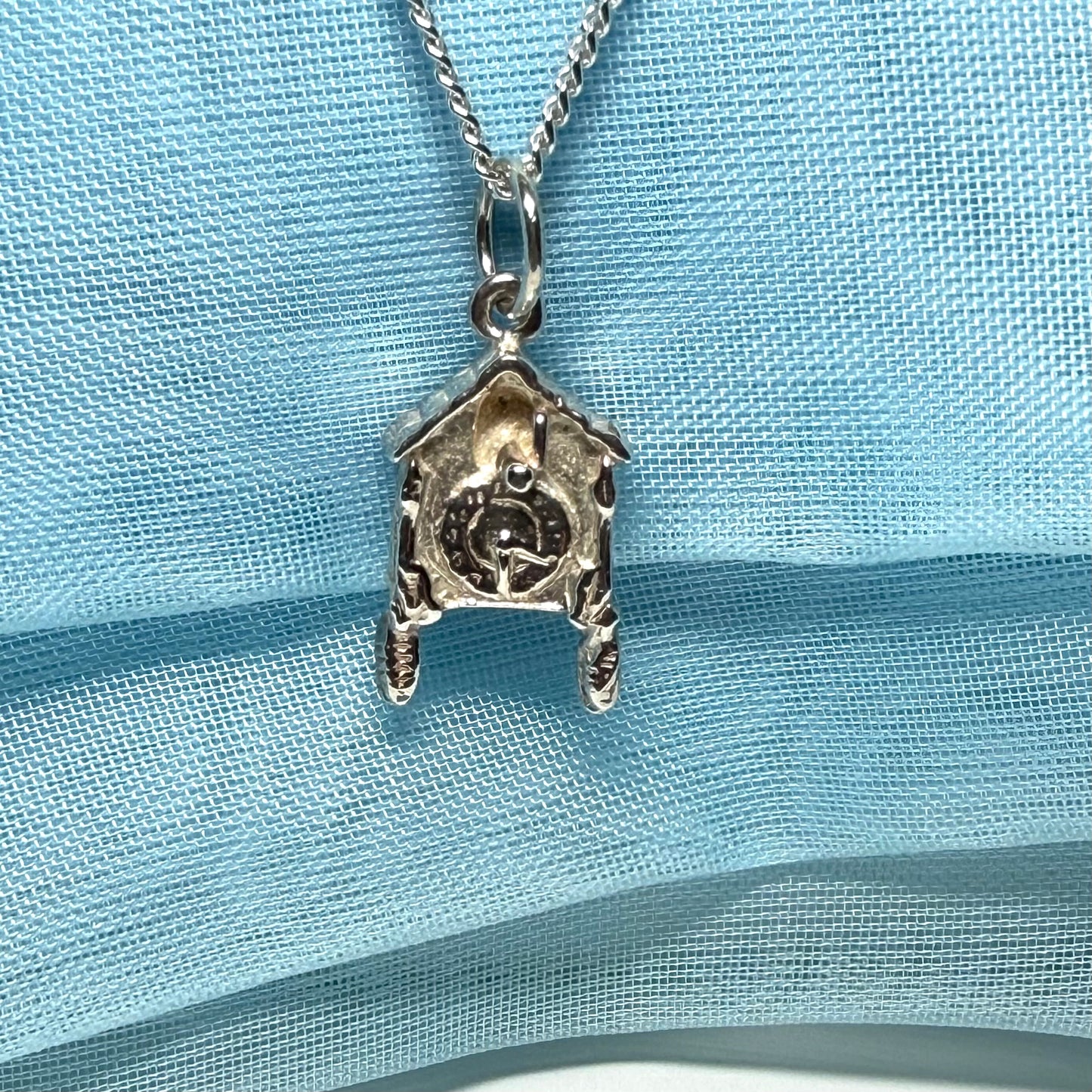 Cuckoo Clock Solid Sterling Silver Necklace