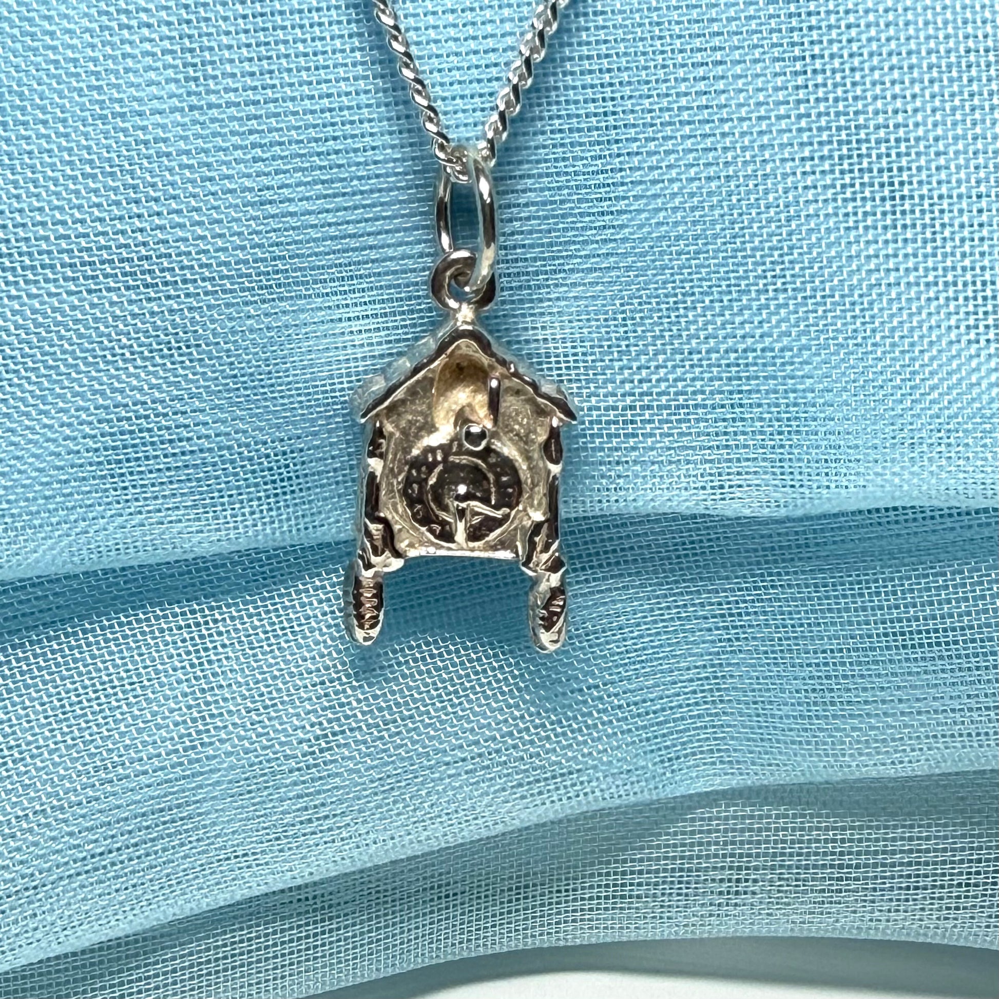 Cuckoo Clock Solid Sterling Silver Necklace