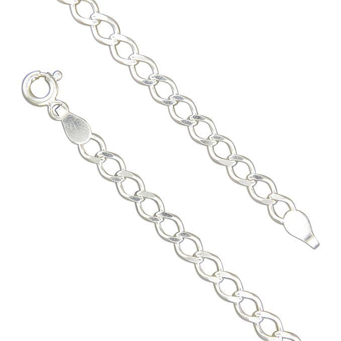 Curb Linked Ladies Polished Sterling Silver Bracelet