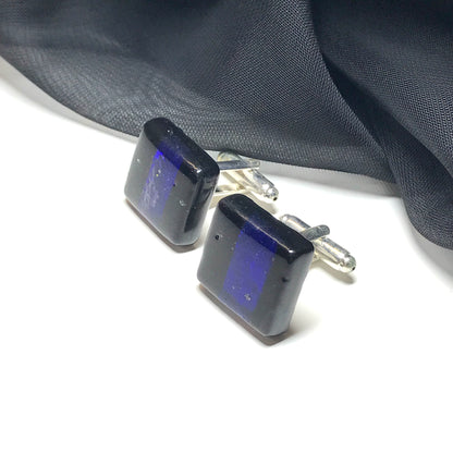 Dark Blue Black Real Murano Glass Cufflinks