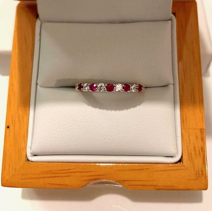 Dark Red Ruby And Diamond Eternity Ring