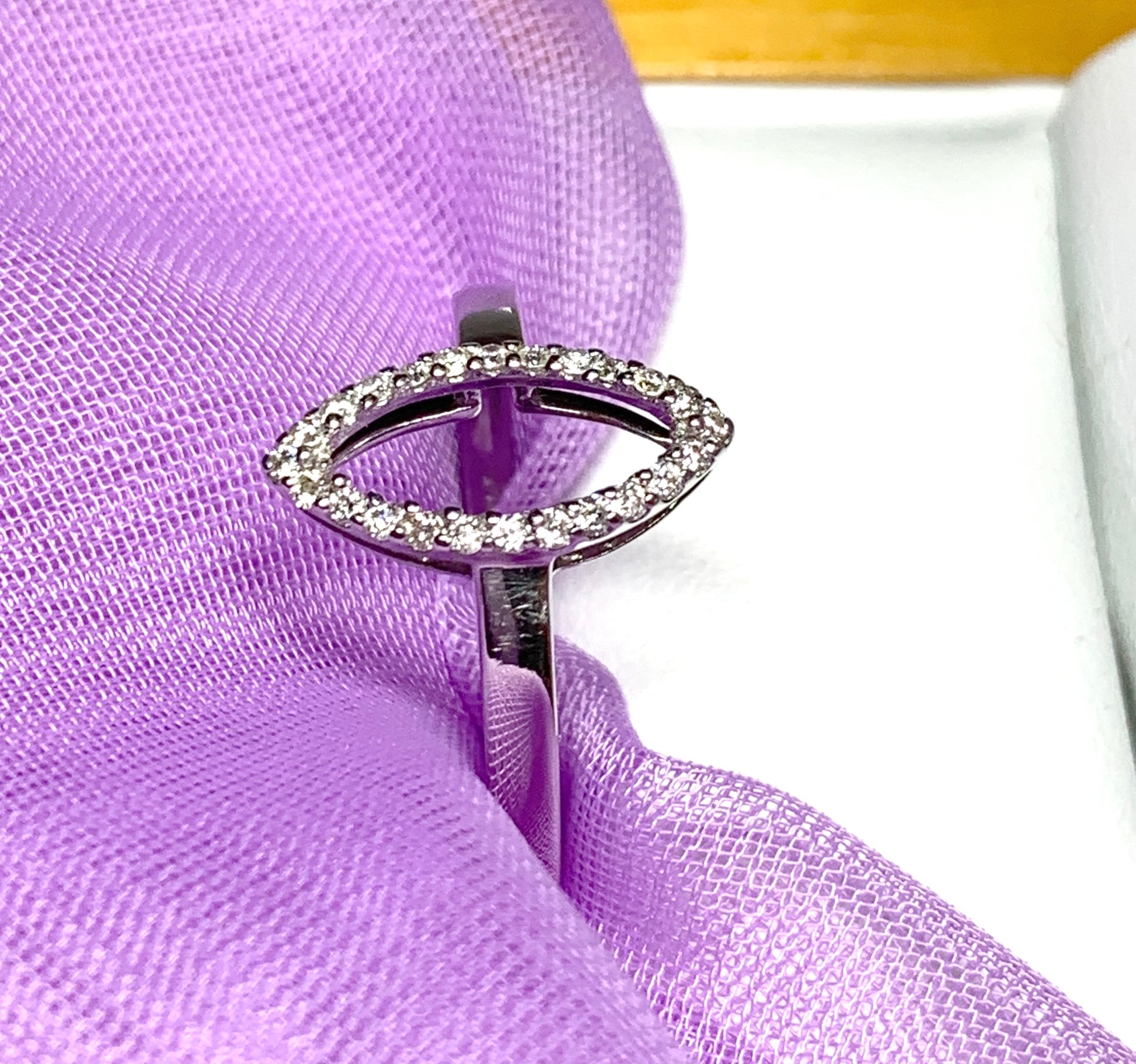 Diamond Cluster White Gold Open Pierced Dress Ring