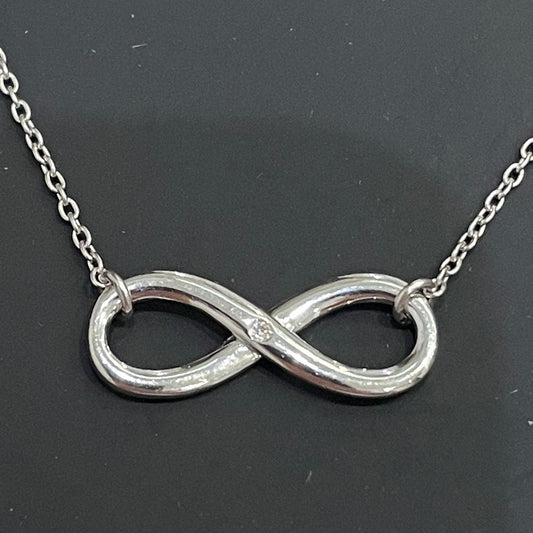 Diamond set Infinity sterling silver necklace pendant