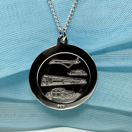 Double Sided Sterling Silver Double Sided St. Christopher Including Chain