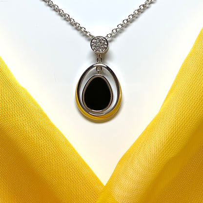 Double oval black onyx sterling silver necklace