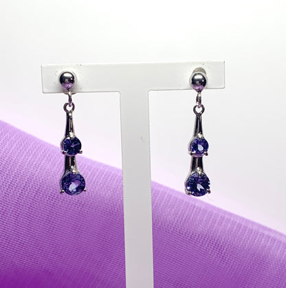 Double real tanzanite white gold earrings drop