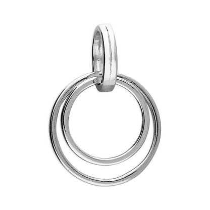 Sterling silver double circle round necklace pendant