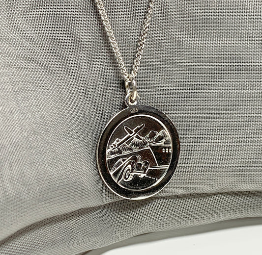 Men’s double sided St. Christopher solid sterling silver round shaped