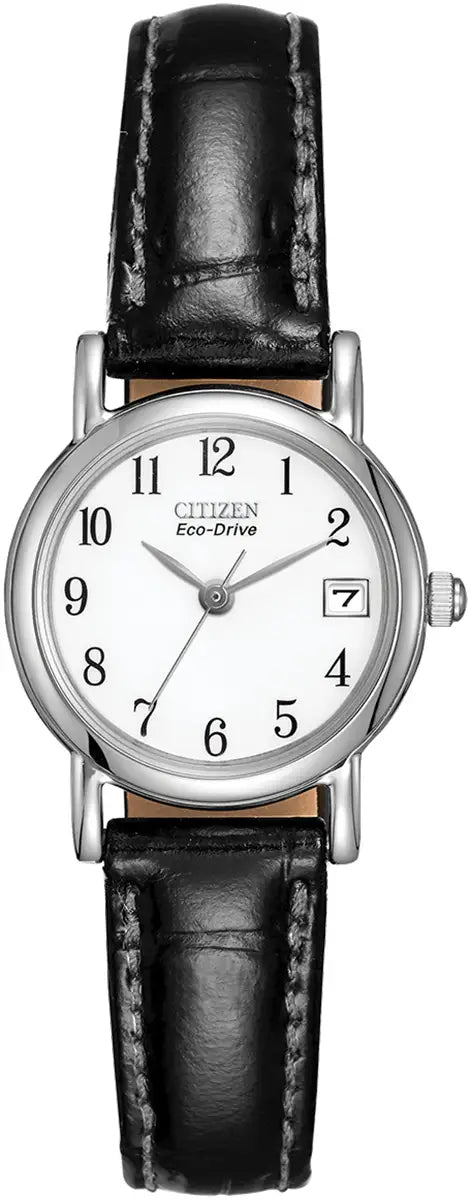 EW1270-06A Citizen Watch Stainless Steel Eco-Drive Ladies Black Strap Arabic Clear Dial