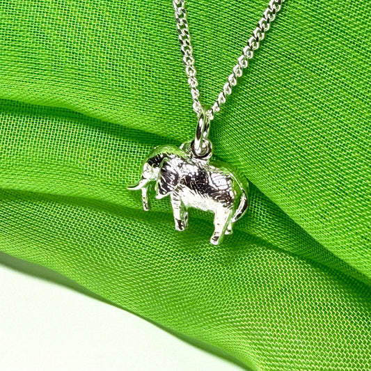 Elephant Charm Solid Sterling Silver Necklace Pendant