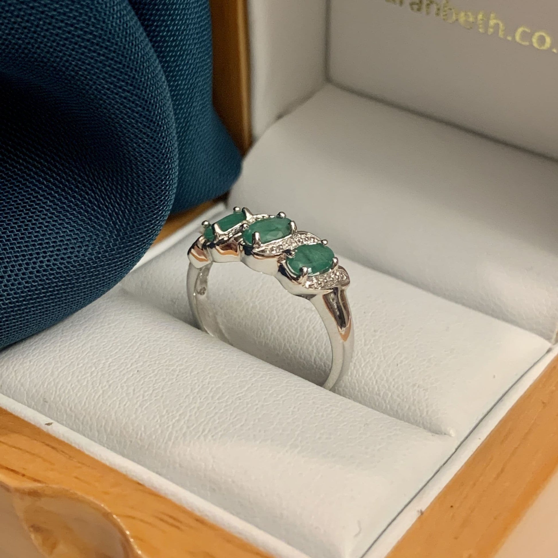 Emerald And Diamond Sterling Silver Green Dress Ring