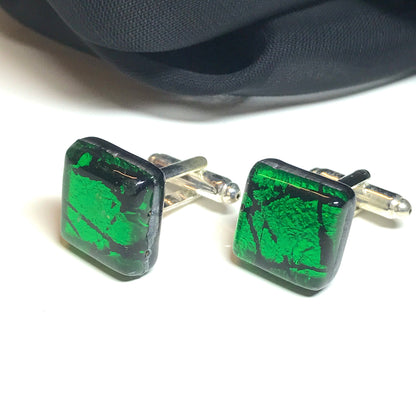 Emerald green Murano glass cufflinks