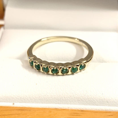 Green Emerald Eternity Ring Yellow Gold