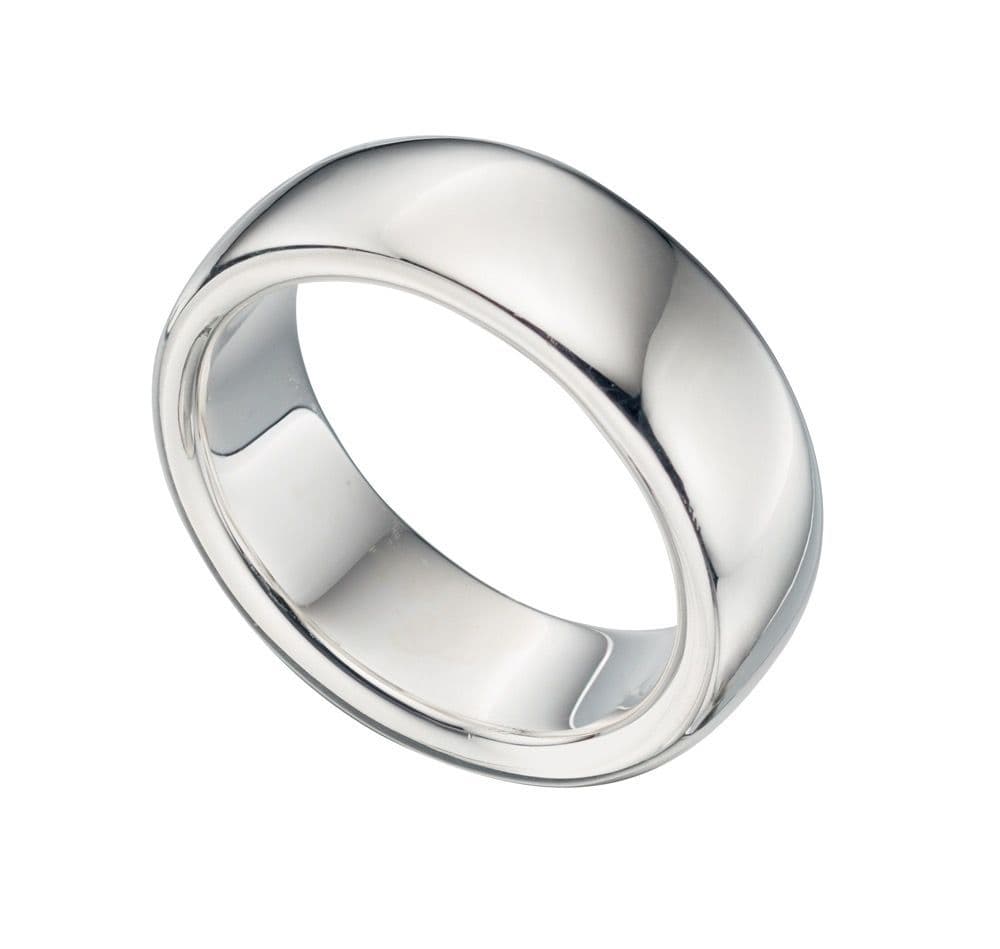 Extra Heavy Polished Plain Sterling Silver Men's Wedding Ring 8 mm Wide