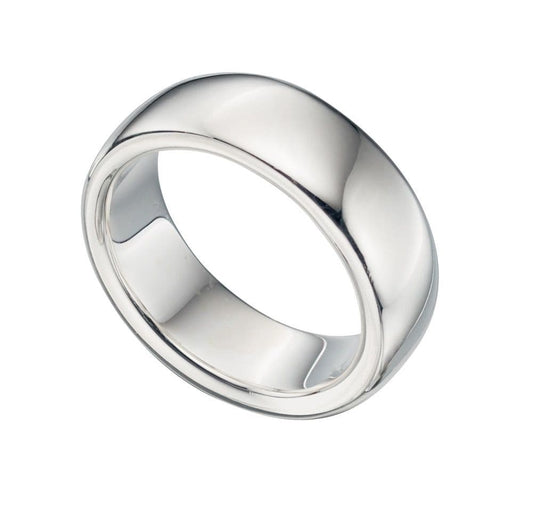 Extra Heavy Polished Plain Sterling Silver Men's Wedding Ring 8 mm Wide