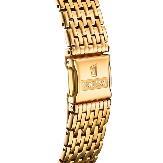 F20020/1 Festina Men's Gold Plated Round Bracelet Watch bracelet clasp