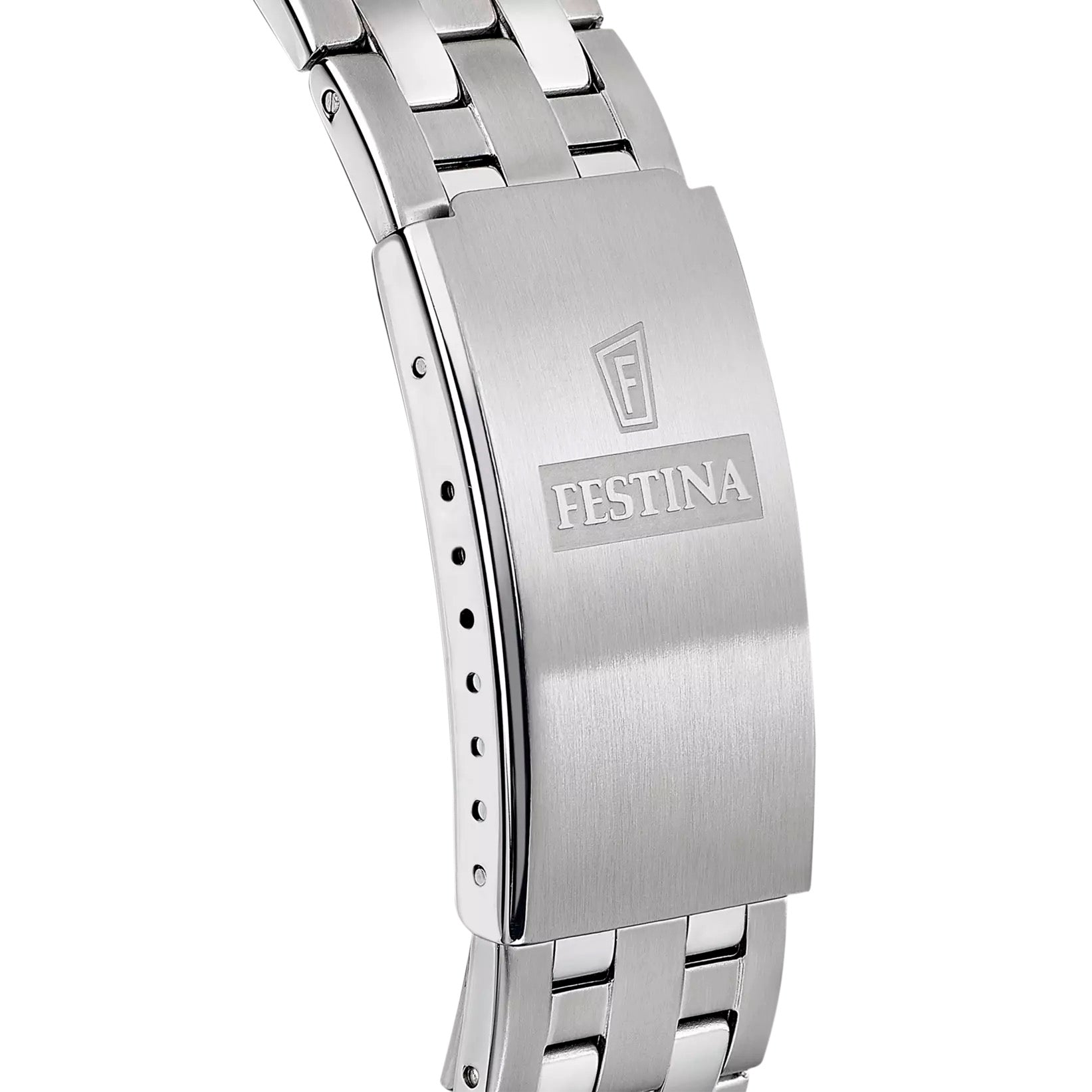 F20357/3 Festina Mens Stainless Steel Blue Round Bracelet Watch Day & Date Feature clasp