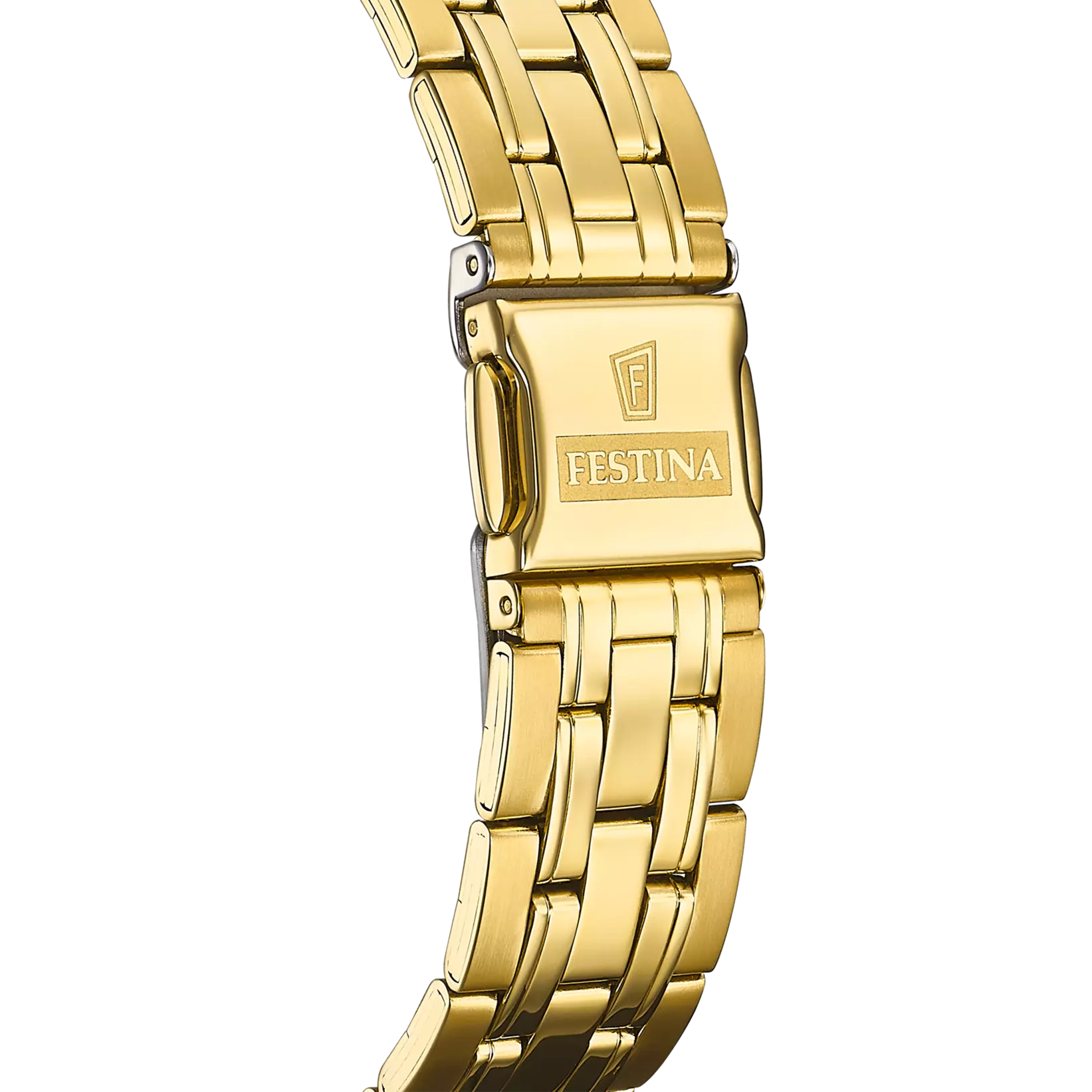 F20513/1 Festina Men’s Gold Plated Bracelet Watch Round White Arabic Clear Dial Date Feature Clasp